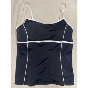 Lands End Women's 8 Tankini Swim Top  Swimsuit Convertible Straps Black White